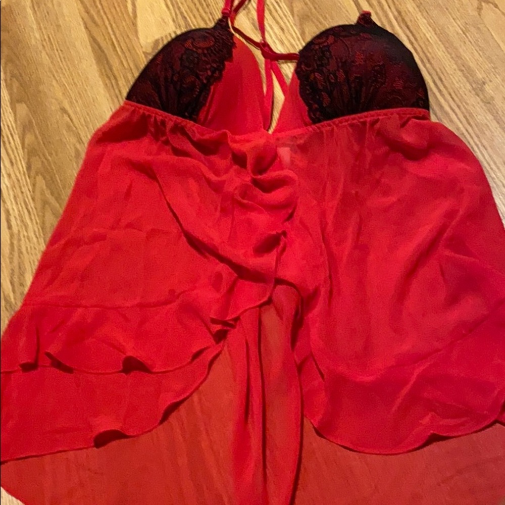 BNWT sexy 2piece lingerie red with black lace 2X
